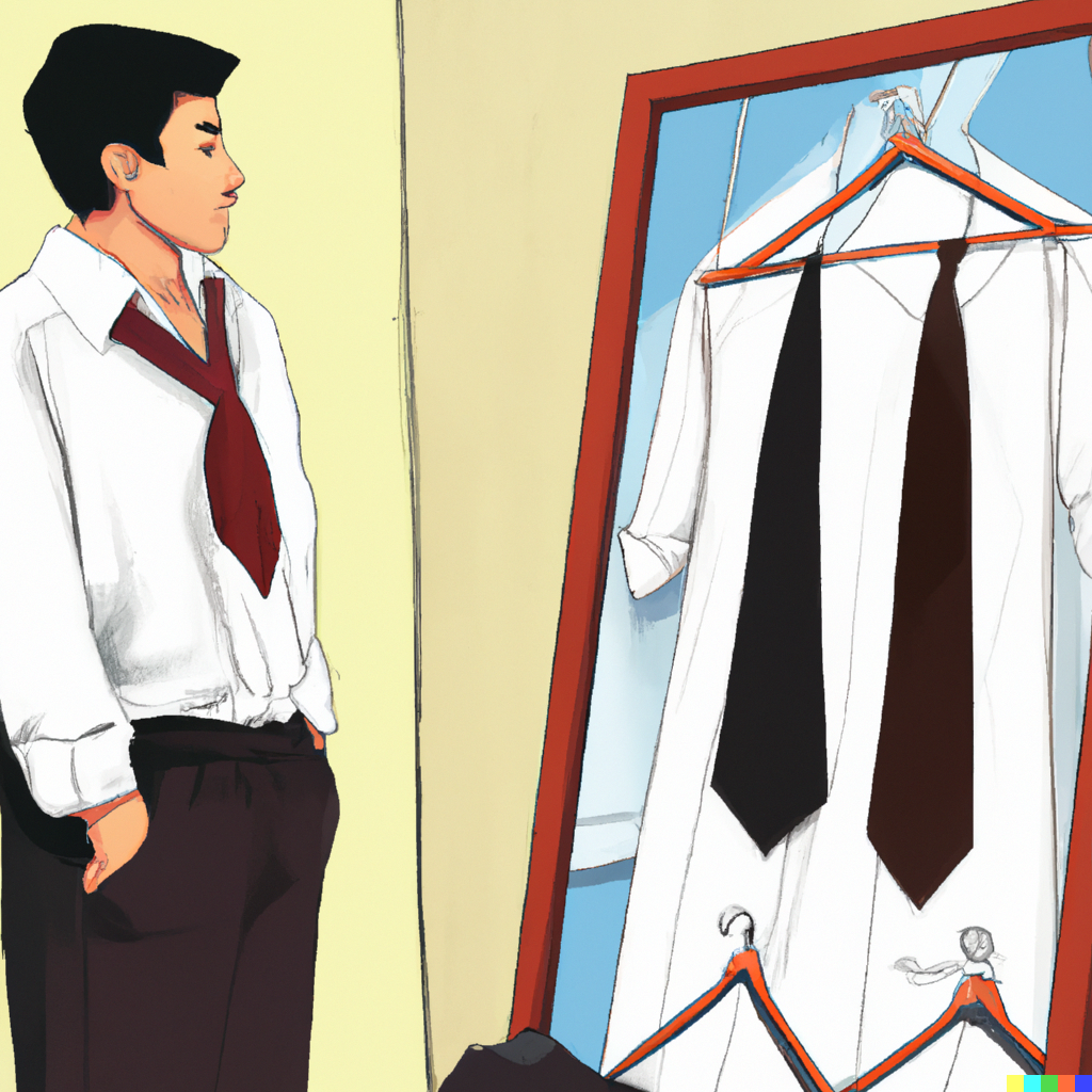 Salesperson deciding what to wear for interview