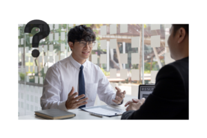 interviewer and sales recruiter talking