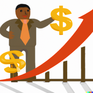 salesperson showing the money graph