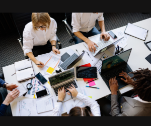 shot of people working at office